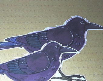 Crow Stickers, raven stickers, art stickers, unique, hand cut