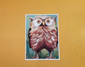 Owl Art, owl print, art print, Owl painting, 5"x7" print