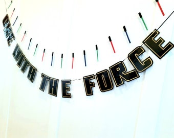 ONE WiTH ThE FORCE First Birthday Banner, Star Wars Birthday Banner, Star Wars Birthday, Star Wars 1st Birthday Banner,  Star Wars