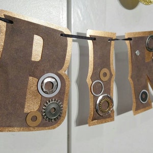 Steampunk Party Banner, Steampunk Birthday Party, Steampunk Decor, Steampunk Party Supplies, Custom Steampunk Banner, HAPPY BIRTHDAY