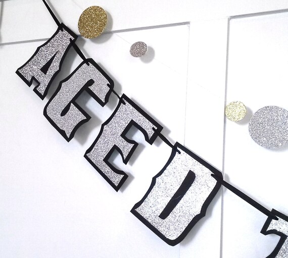 80th Birthday Banner, AGED TO PERFECTION, Happy Birthday Banner, 40th Birthday Banner, 60th Birthday Banner, 90th Birthday Banner, 70th Il_570xn