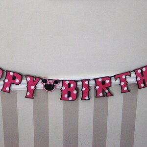 Minnie Mouse Birthday Banner, Minnie Mouse Birthday Party Banner, Minnie Mouse HAPPY BIRTHDAY Banner, Custom Minnie Mouse Banner, Hot Pink image 5