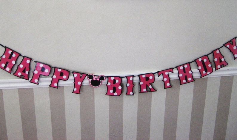 Minnie Mouse Birthday Banner, Minnie Mouse Birthday Party Banner, Minnie Mouse HAPPY BIRTHDAY Banner, Custom Minnie Mouse Banner, Hot Pink image 5