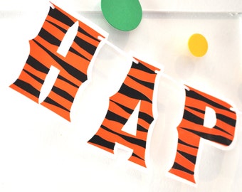 Striscione di compleanno di Tigger, decorazioni di compleanno di Tigger, striscione di compleanno di Winnie the Pooh, decorazioni per feste di Tigger, festa di compleanno di Winnie the Pooh, BUON COMPLEANNO