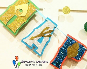 Aquaman Geburtstagsbanner, Aquaman Banner, Aqua Man HAPPY BIRTHDAY Banner, Benutzerdefinierte Superheld, Superhelden Banner