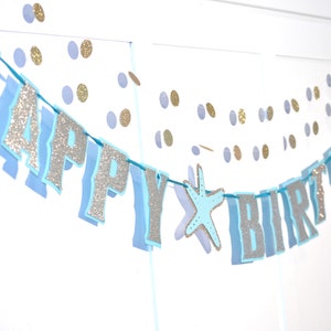 Starfish Birthday Party Banner, Beach Birthday Party Banner, Ocean Themed Birthday, Beach Themed Party, Beach Party Banner, HAPPY BIRTHDAY