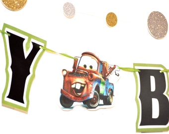 Cars BIRTHDAY Banner, Mater Banner, Cars Birthday Party Banner, Cars Party, Cars Birthday Garland, Cars Birthday Party Decor, HAPPY BIRTHDAY