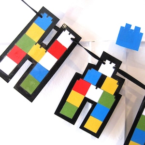 HAPPY BiRTHDAY Banner, Building Blocks, Toy Blocks, Builders Birthday Party Banner, Stacked Blocks, Muti Colored Blocks Birthday Banner