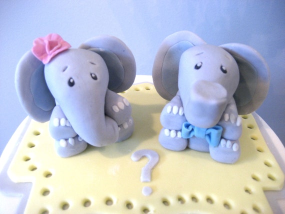 elephant cake topper girl baby shower