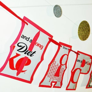 Diet Coke Birthday Decor, Diet Coke Birthday Banner, Upcycled Birthday Party Banner, Diet Coke Party Decor, Diet Coke Birthday