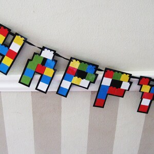 Building Blocks Birthday Banner, Toy Blocks Birthday Party, Building Blocks Decor, Building Block Party Decor, Builder Block Party Banner image 3