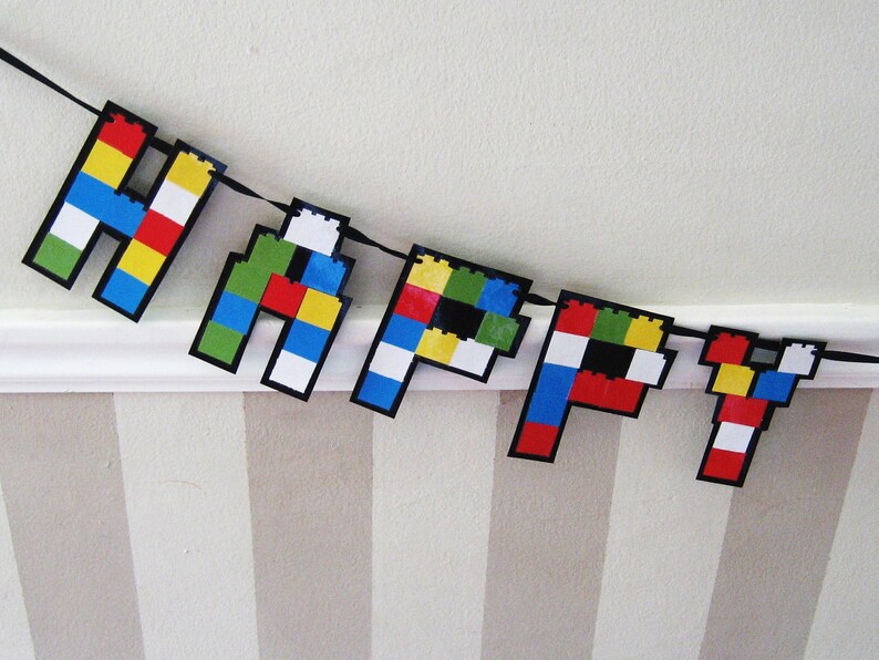 Building Blocks Birthday Banner, Toy Blocks Birthday Party, Building Blocks Decor, Building Block Party Decor, Builder Block Party Banner image 3