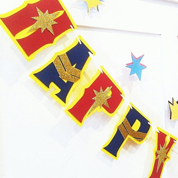 Captain Marvel Birthday Banner, Captain Marvel Banner, Captain Marvel