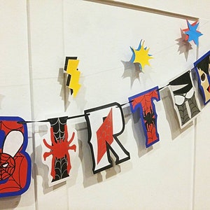 Spiderverse Spiderman HAPPY BiRTHDAY Banner, Spiderman Spiderverse Birthday Banner, Spiderman Banner, Alternate Universe Spiderman image 5