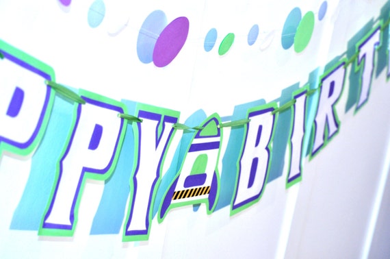 Buzz Lightyear Happy Birthday Banner Toy Story Birthday Etsy