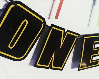 Striscione per seggiolone ONE I AM, Striscione di compleanno per seggiolone Star Wars, Compleanno Star Wars, Striscione per il primo compleanno Star Wars, Star Wars First