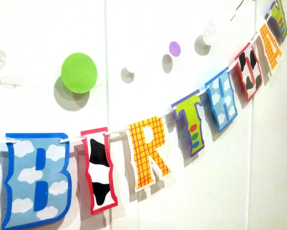 Toy Story HAPPY BIRTHDAY Banner, Toy Story Party Decor, Toy Story Party Banner, Toy Story Birthday Party Banner, Toy Story Birthday Garland Il_570xn