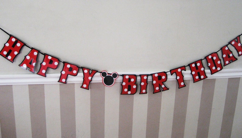 Mickey Mouse Themed Birthday Banner, Mickey Mouse Party, Minnie Mouse Themed Birthday Party, Minnie Mouse Party Banner, Mickey Mouse Decor image 5