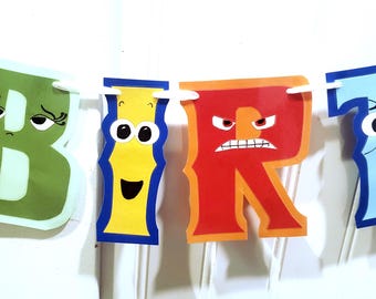 Inside Out Birthday Banner, Emotions Birthday Banner, Joy Sadness Disgust Birthday Banner, Custom Character Birthday Banner, HAPPY BIRTHDAY