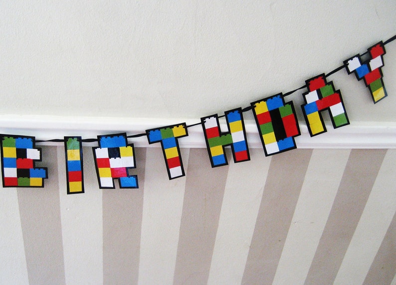 Building Blocks Birthday Banner, Toy Blocks Birthday Party, Building Blocks Decor, Building Block Party Decor, Builder Block Party Banner image 4