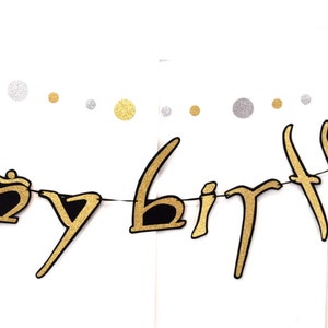 Elvish Birthday Banner, Hobbit Birthday Decor, Script Banner, Calligraphy Birthday Banner, Egyptian Birthday Banner, Hieroglyph Banner LOTR image 2