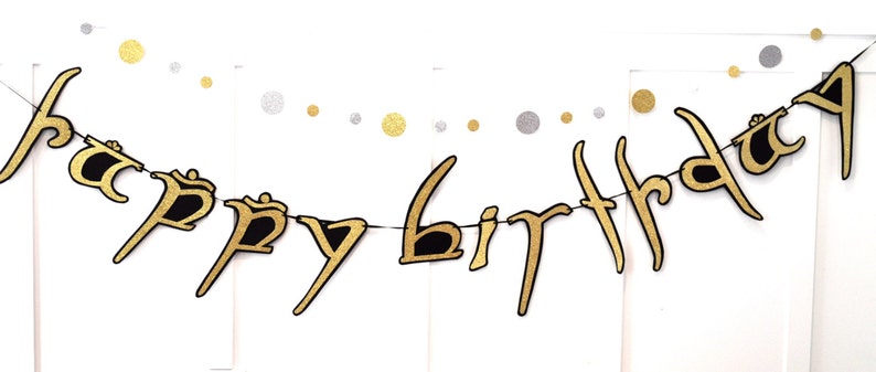 Elvish Birthday Banner, Hobbit Birthday Decor, Script Banner, Calligraphy Birthday Banner, Egyptian Birthday Banner, Hieroglyph Banner LOTR image 2