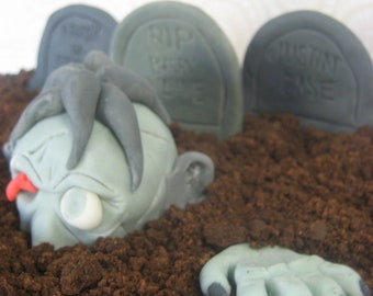 Adorno para tarta de The Walking Dead, adorno para tarta de zombis, adorno para tarta de Halloween, adorno para tarta de cumpleaños de zombis, adorno comestible de fondant de zombi para tarta