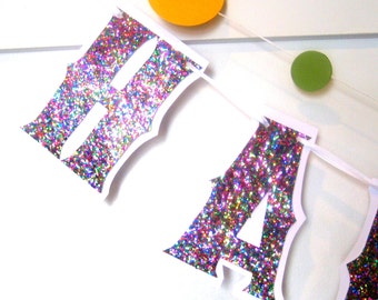 Banner de cumpleaños arcoíris, Banner de cumpleaños arcoíris con purpurina, Banner de FELIZ CUMPLEAÑOS arcoíris, Fiesta de cumpleaños arcoíris, Cumpleaños arcoíris con purpurina