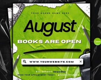 August booking flyer, August flyer