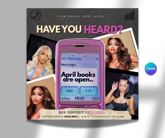 April booking flyer, April flyer, April lash flyer, April hair flyer, April nail flyer