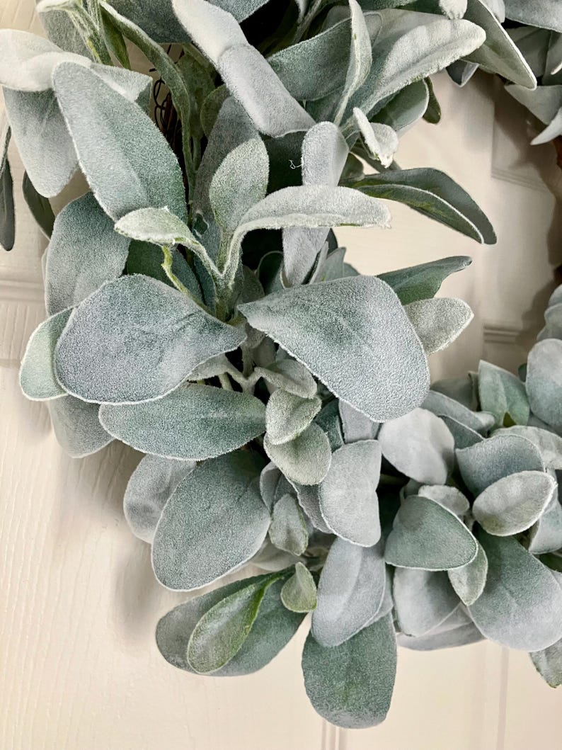 Lambs Ear Wreath for Front Door, Porch Wreath, Modern Farmhouse Full ...