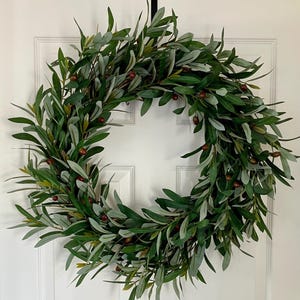 Olive branch wreath for door, all season wreath, year round greenery wreath, sage green wreath, summer olive wreath, housewarming gift
