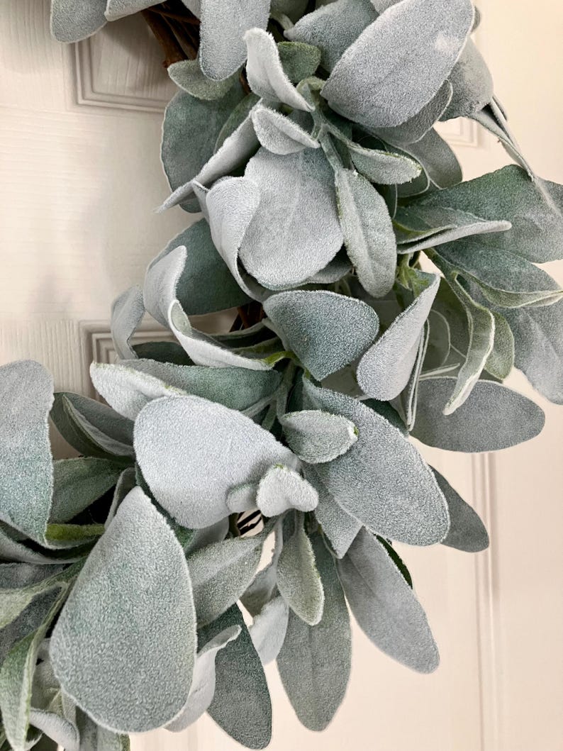 Lambs Ear Wreath for Front Door, Porch Wreath, Modern Farmhouse Full ...