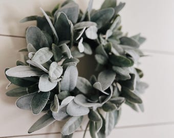 MINI Lambs Ear wreath for door, wreath for chair, centerpiece wreath, all season wreath, year round wreath, small wreath, housewarming gift