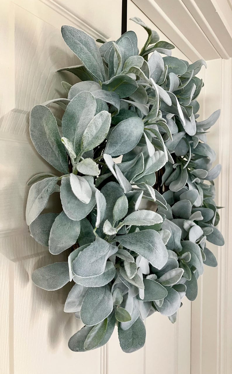 Lambs Ear Wreath for Front Door, Porch Wreath, Modern Farmhouse Full ...