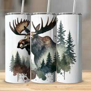 Moose Tumbler Wrap – 20oz Skinny Tumbler Sublimation PNG, Rustic Moose Design , Wildlife Animal PNG SVG, Skinny Tumbler Wrap