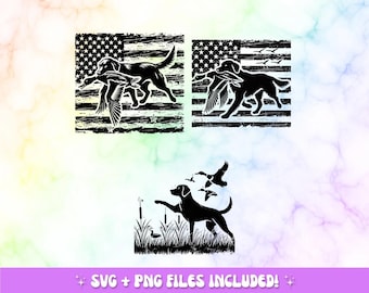 Patriotic Hunting Dog Design | USA Flag Duck Hunt (PNG)