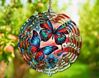 Patriottische vlinder windspinner, png PNGEgg | Sublimatieontwerp met bloemen Amerikaanse vlag spinner | Digitale windspinnerkunst
