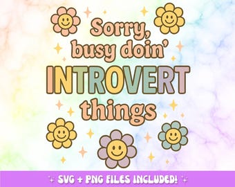 Koszulka Introvert Things Pastel Flower z nadrukiem PNG (pobieranie cyfrowe)