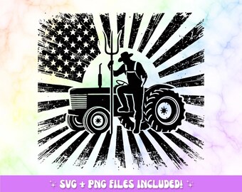 愛国的なトラクター PNG | アメリカの農家のTシャツデザイン
