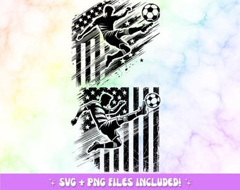 Patriotic Soccer Player SVG | American Flag T-Shirt Design (PNG)