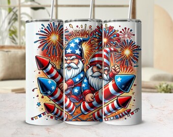 Patriotic Gnomes Tumbler Wrap | 4th of July PNG (Digital Download)
