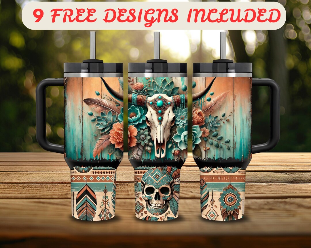 Skull Cowboy Cowgirl 40 Oz Tumbler Wrap | Distressed Western PNG ...