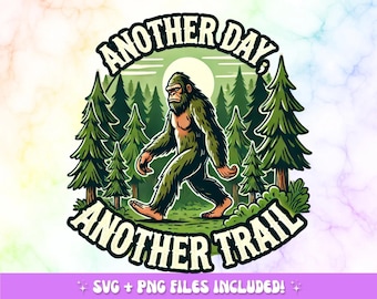 Bigfoot Hiking PNG | Sasquatch T-Shirt Design (Digital Download)