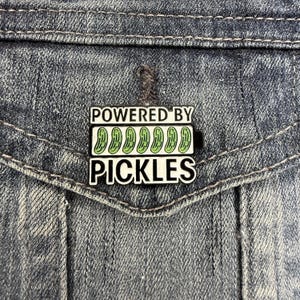 Emotional Support Pickles Enamel Pin – Funny Foodie Gift Powered by Pickles