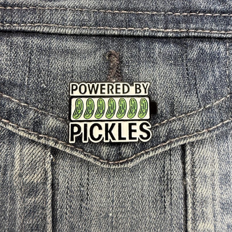 Emotional Support Pickles Enamel Pin – Funny Foodie Gift Powered by Pickles