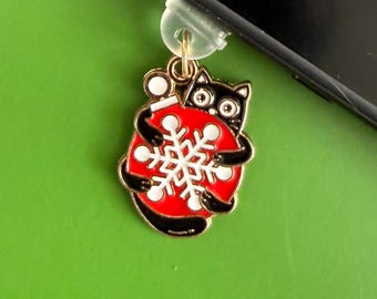 Holiday Cat Kindle Charm – Snowflake Cat Phone & E-Reader Accessory