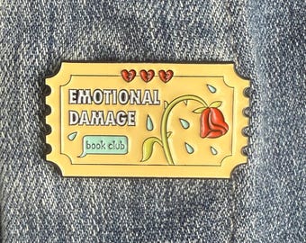 Emotional Damage Book Club Enamel Pin, Angst Reader Gift