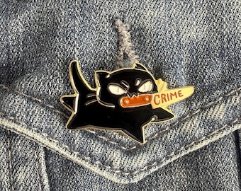 Cat Crime Enamel Pin