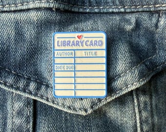 Library Card Enamel Pin – Vintage Book Lover Accessory for Librarians, Teachers